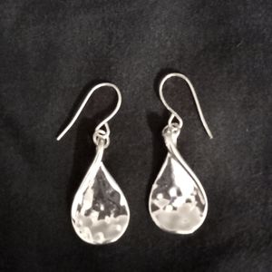 Silver textured teardrop earrings